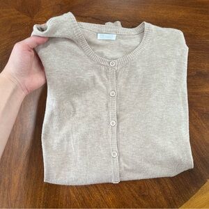 Cashmere Wool Blend Beige Women's Cardigan — Oversized One Size